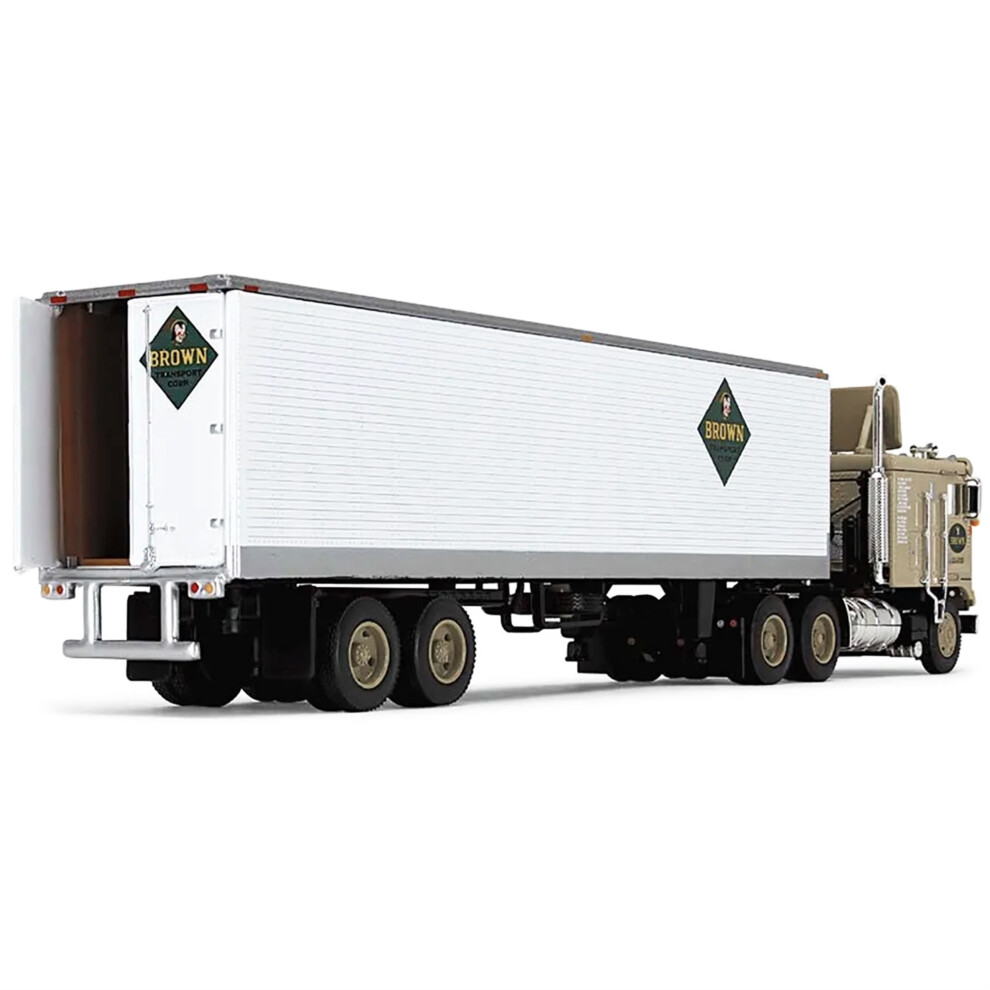 Kenworth K100 COE with 40' Vintage Dry Goods Trailer Brown Transport Corp Light Brown Fallen Flag Series 1/64 Diecast Model by DCP/First Gear-image-OPC-PFQMXMV-NEW