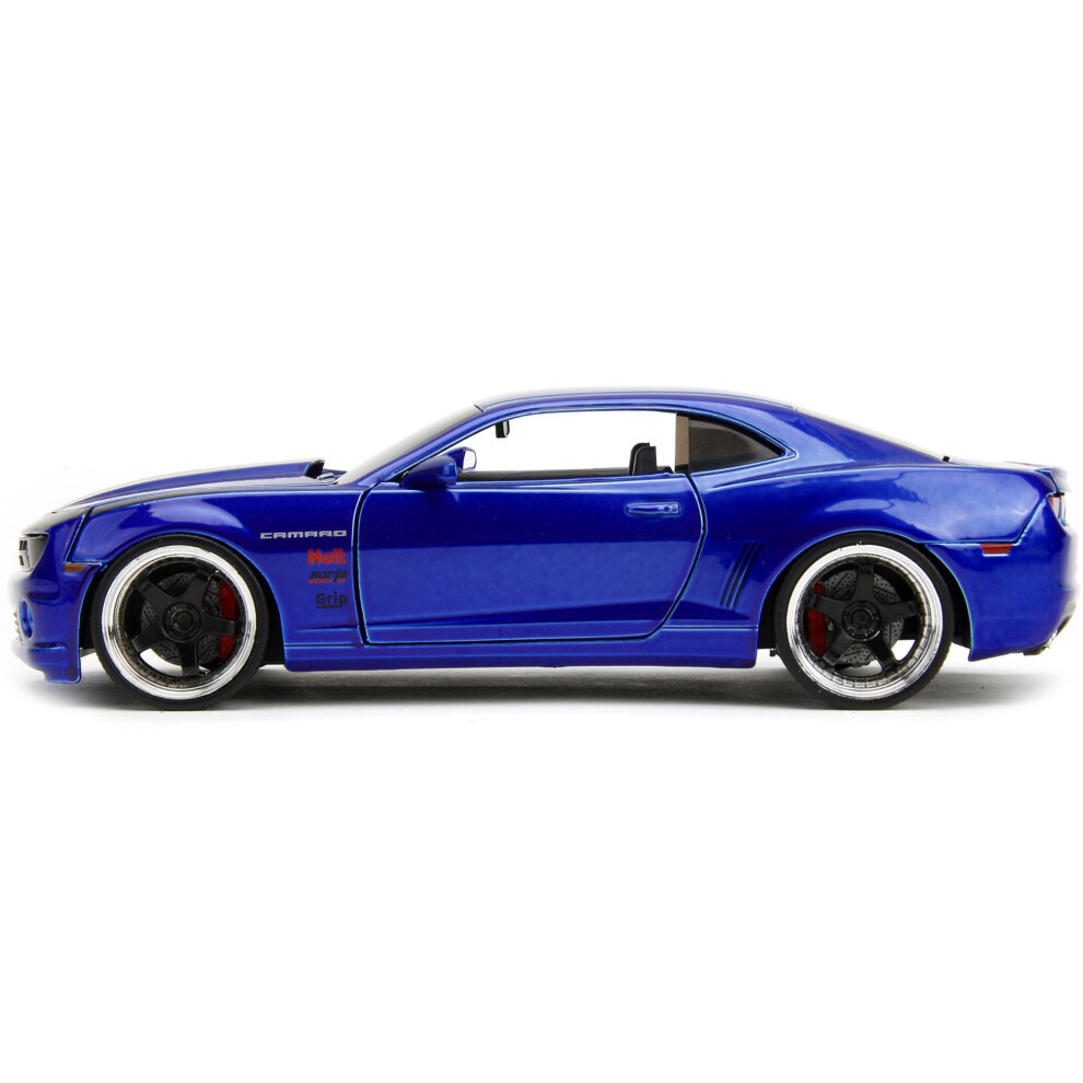 2010 Chevrolet Camaro Candy Blue With Black Hood Bigtime Muscle Series 124 Diecast Model Car By Jada