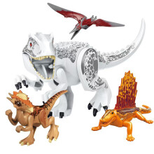 (4pcs-E) 4pcs Jurassic Dinosaur World Minifigures Toys
