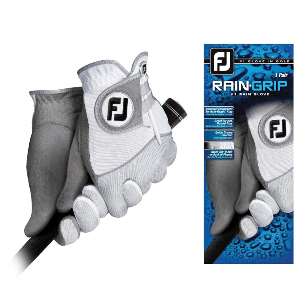 FootJoy Mens RainGrip Pair Golf Glove White Large Pair