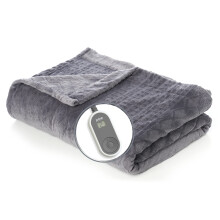 Pure Enrichment PureRelief Deluxe Heated Blanket 10 Heat Settings Super Soft Micromink Velvet Fabric LCD Controller Auto Sh