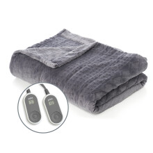 Pure Enrichment PureRelief Deluxe Heated Blanket 10 Heat Settings Super Soft Micromink Velvet Fabric LCD Controller Auto Sh