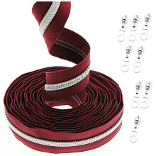Leekayer #5 Metallic Silver Nylon Coil Lynl?se fra The Yard Bulk 10 Yards Vinfarvet lynl?stape med 25 stk S?lvskydere til g?r-det-selv syning Tai