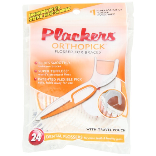 Plackers Orthopick Flosser pour Appareils Dentaires, 24 Compte (Pack de 2)