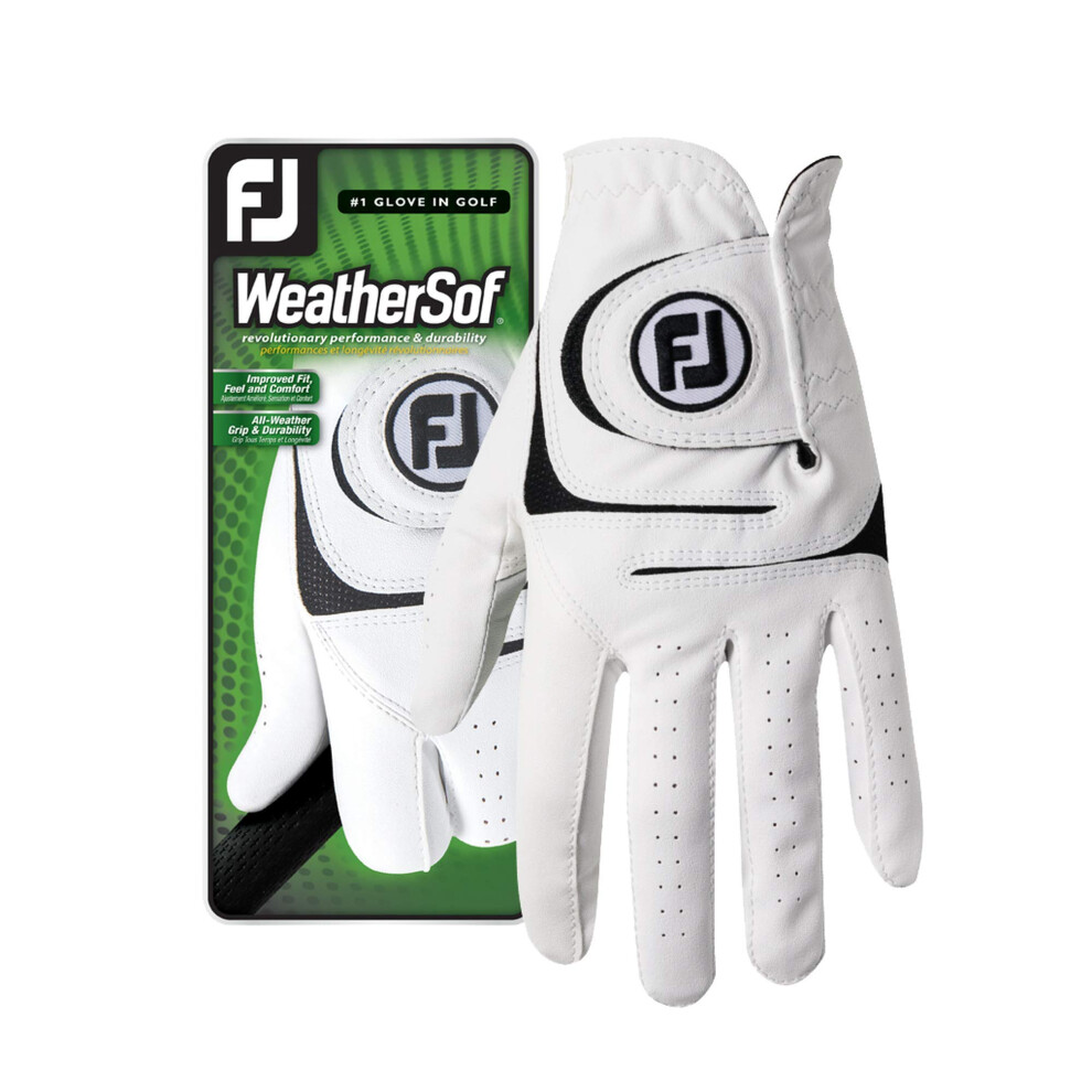 FootJoy Mens WeatherSof Golf Glove White Medium Worn On Left Hand