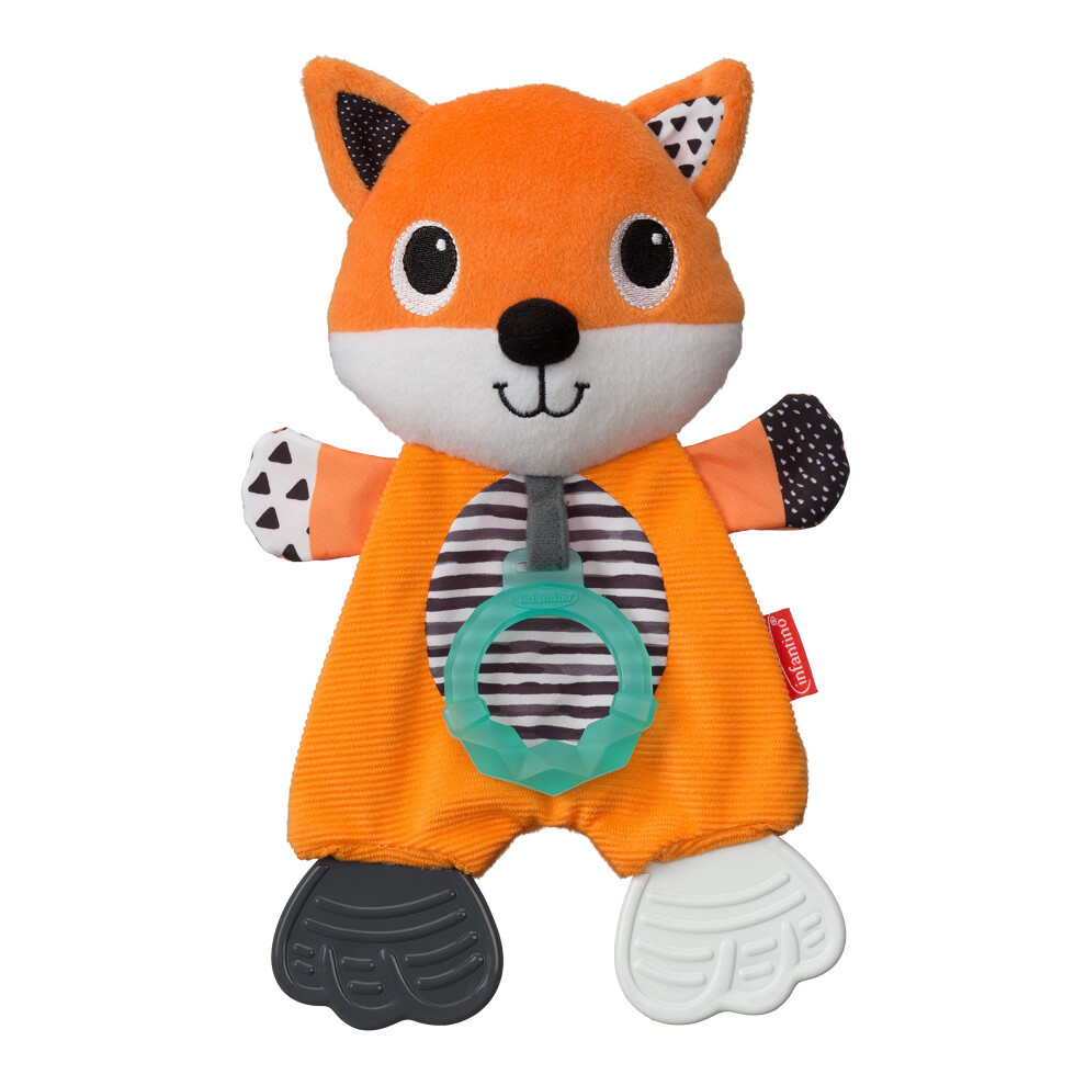 Infantino Cuddly Teether  Fox Character  3 Textured Teething Places to Soothe Sore Gums  BPAFree Silicone  Soft Fabric Textures