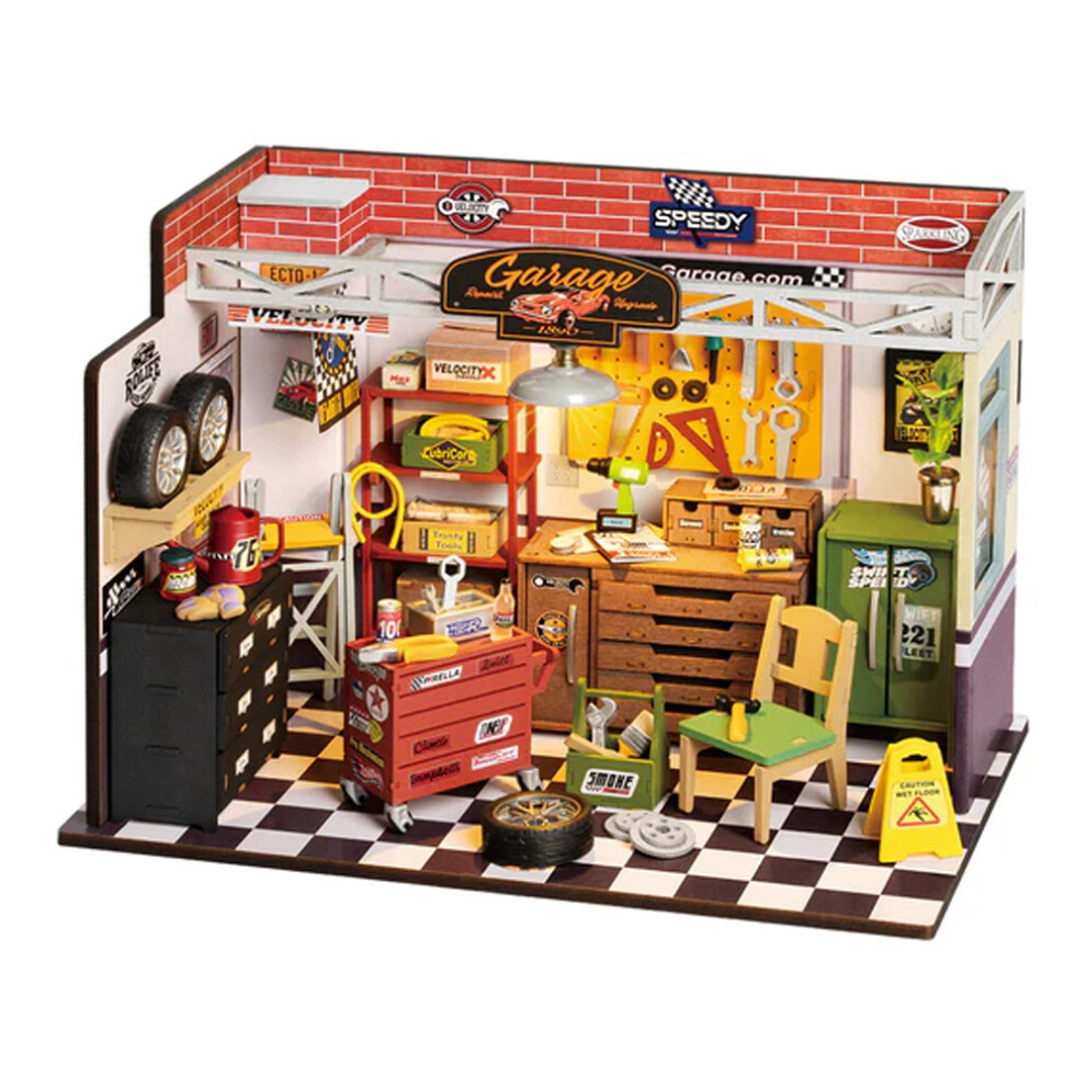 Rolife Robotime Garage Workshop Diy Miniature Dollhouse Dg165