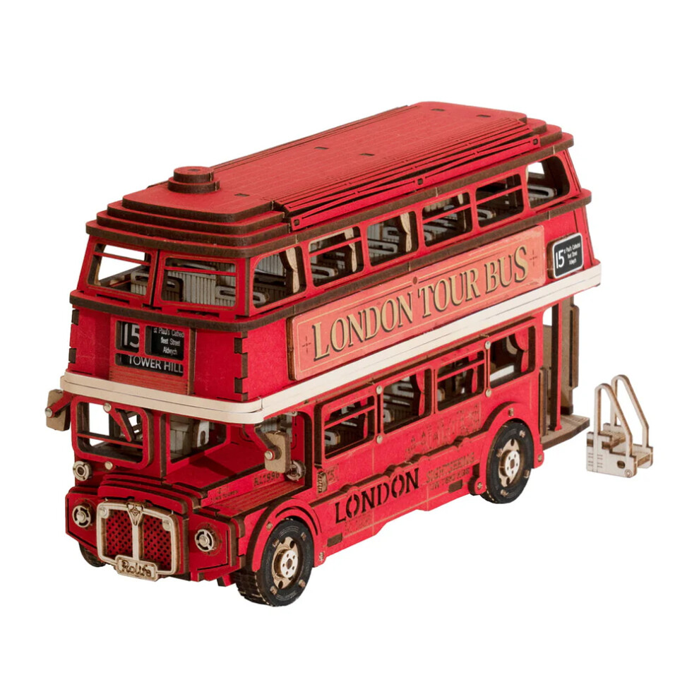 Rolife Robotime London Tour Bus Diy 3D Wooden Model Puzzle Tgm02 Red