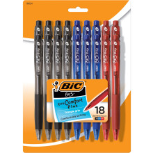 BIC BU3 Grip Retractable Ball Pen Medium Point (1,0 mm) Schwarz Komfortabler Griff für flüssiges Schreiben 18 Stück