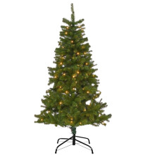 6ft Pre Lit Christmas Tree with 120 Warm White LED Lights, 581 Tips, Metal Stand