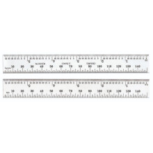 Starrett Veer Tempered Staal Liniaal met Satijn Chroom Afwerking, 6" Lengte, 1.2mm Dikte - C636E