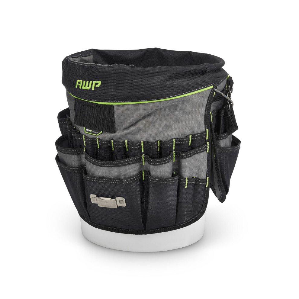 Awp 51Pocket Bucket Tool Organizer For Easy Tool Access Fits Most 5Gallon Buckets Waterresistant Construction Black 019374971731
