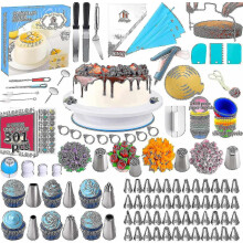 Professional Baking Kit 301 Pieces, Cake Turntable, Pastry Nozzles, Piping Bag, Cake Decorating Kits