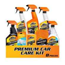 Armor All Premier Auto Verzorgingsset, Inclusief Wax & Was, Glasreiniger, Luchtverfrisser, Velgenreiniger (8-delige set)