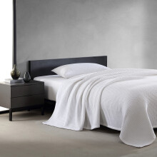 Vera Wang Queen Blanket Luxury Cotton Bedding Soft Home Decor with Waffle Weave Knit Waffleweave White Queen