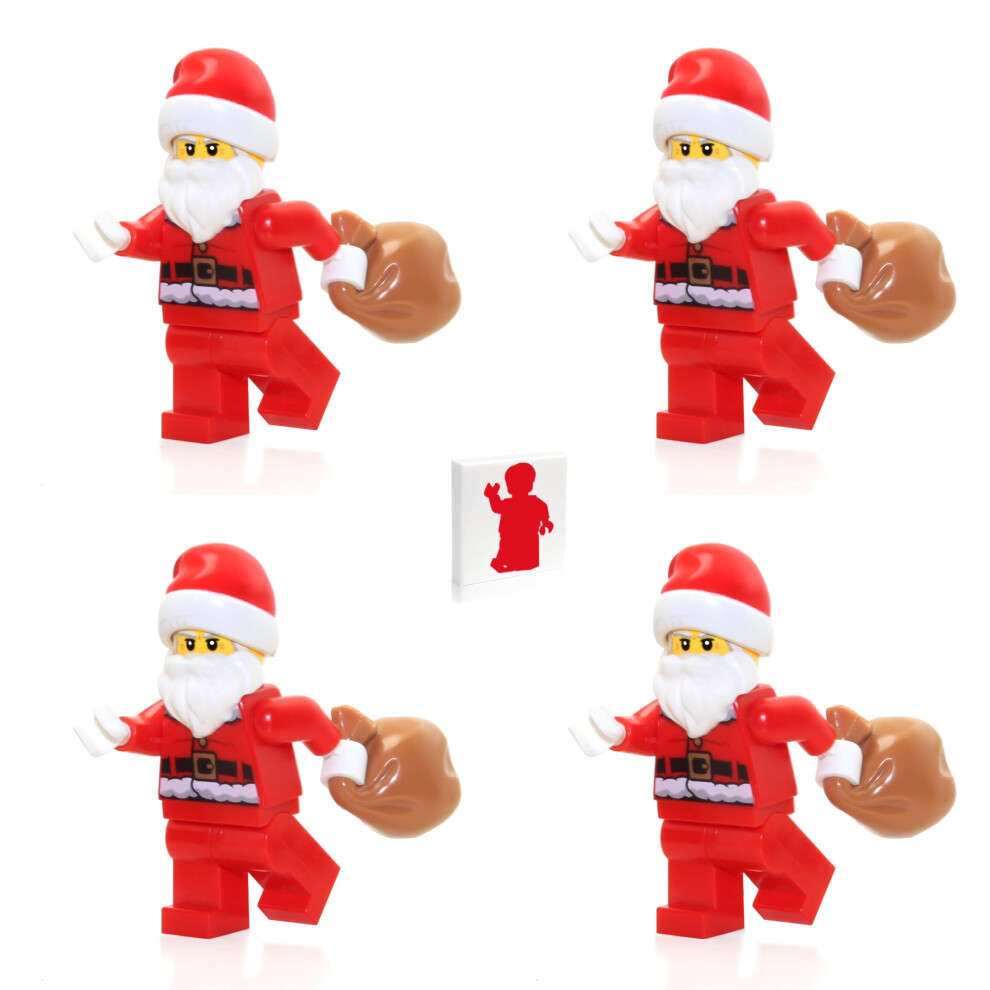 LEGO Holiday Minifigure  Santa Claus with Toy Sack 4 Pack with Minifigureland Tile