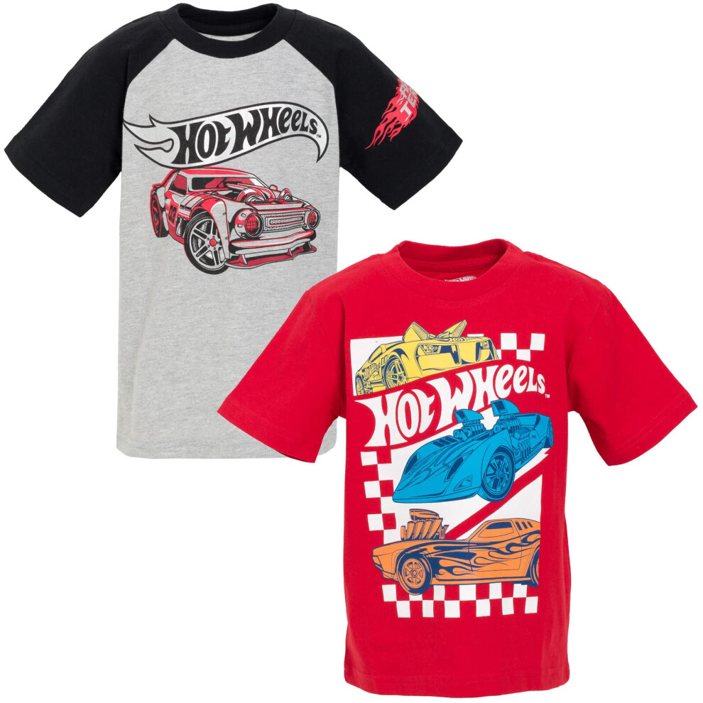 Hot Wheels Big Boys 2 Pack Graphic TShirts GrayRed 1012