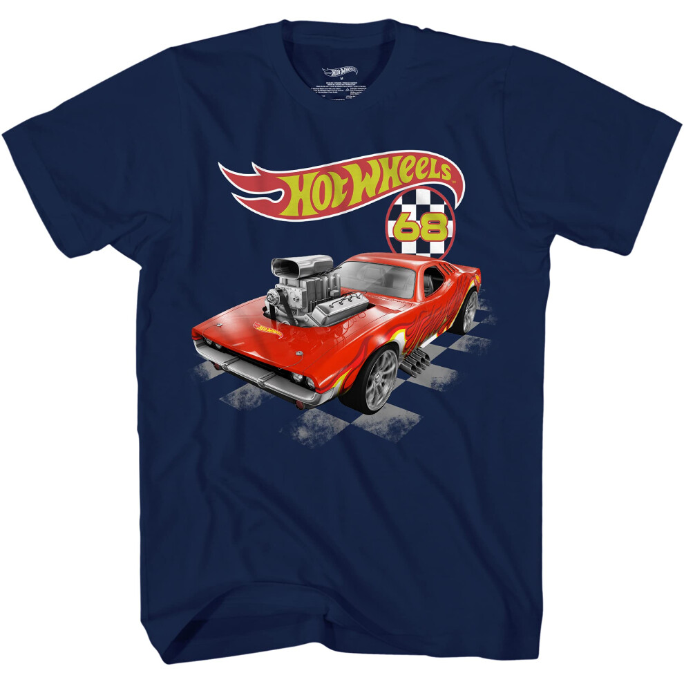 Hot Wheels Short Sleeve Shirt  Boys Short Sleeve Tee  Cars Shirt Navy  Large