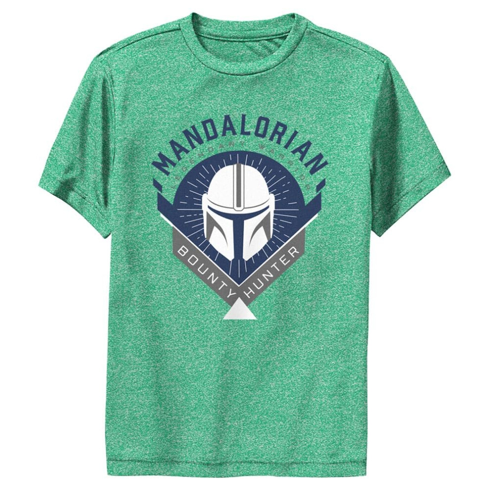 Star Wars Mandalorian Crest Boys Performance Tee Kelly Heather