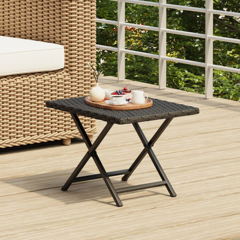 vidaXL Folding Table Black 177x138x126 Poly Rattan