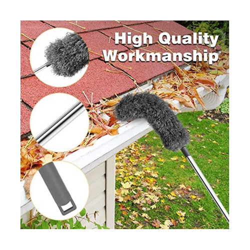 Gutter Cleaning Brush Roofing Tool With Telescopic Extendable Pole 8.2ft Guard Cleaner Tool Easy Re 1