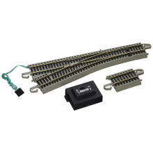 Bachmann Trains - Snap-Fit E-Z TRACK #4 WEICHE - LINKS (1/Karte) - NICKEL SILBER Schiene mit grauem Gleisbett - HO Maßstab