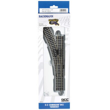 Bachmann Treinen - E-Z COMMAND DCC UITGEBREIDE TURNOUT - LINKS - NICKEL ZILVER E-Z TRACK Met Grijze Ondergrond - HO Schaal, Medium