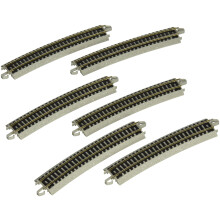 Bachmann Trains - Snap-Fit E-Z TRACK 19" Radius Kurvenstück (6/Packung) - NICKEL SILBER Gleis Mit Grauem Bett - N Maßstab