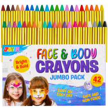 42PCS Gezichts- en Lichaamsverf Crayons, Veilige en Niet-Toxische Verfset met 14 Metallic Kleuren