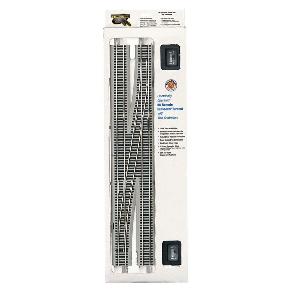 Bachmann Trains  SnapFit EZ TRACK 6 REMOTE CROSSOVER TURNOUT  RIGHT 1box  NICKEL SILVER Rail With Gray Roadbed  HO Sca