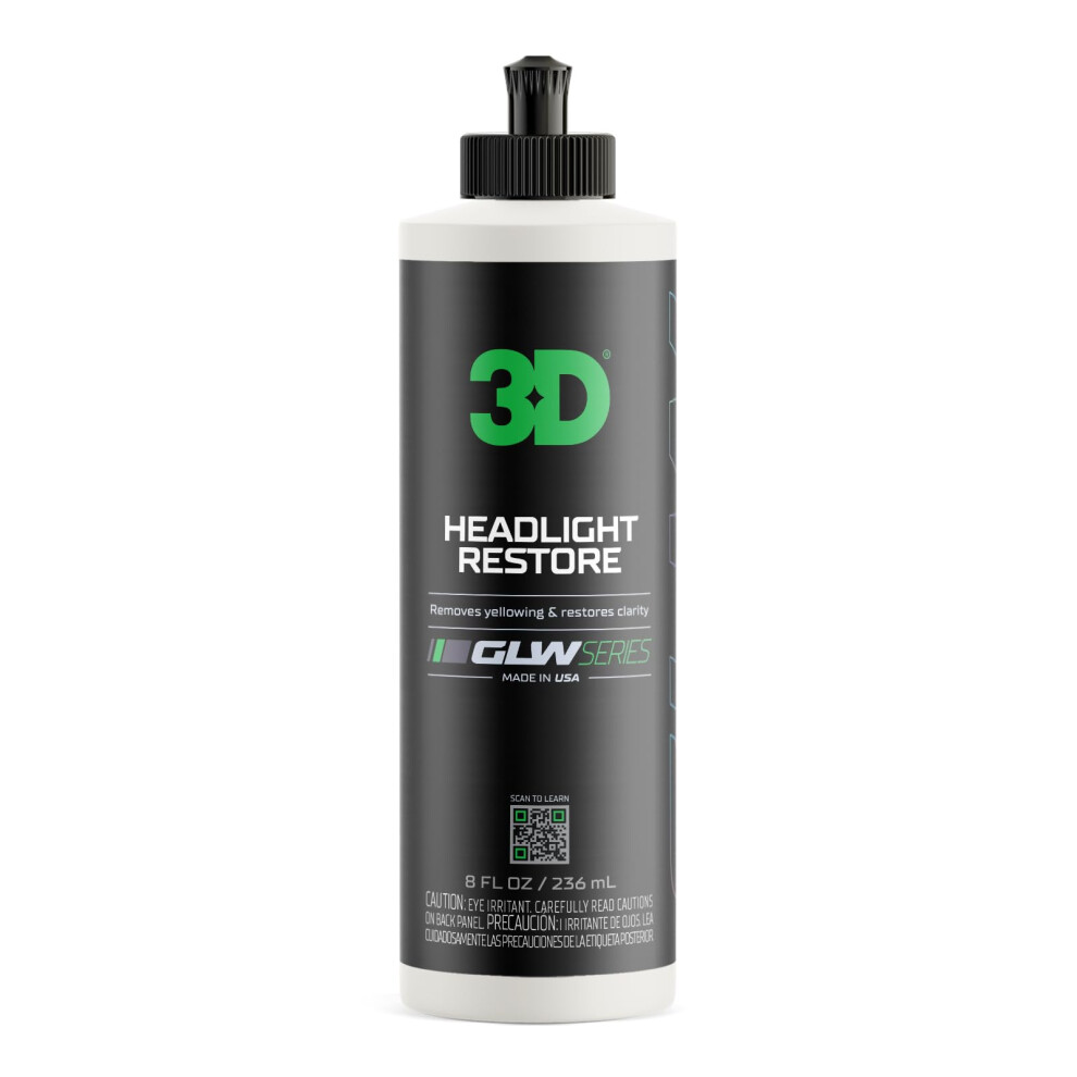 3D Headlight Restore Glw Series | Restores & Polishes Headlights | Removes Dullness, Yellowing And Oxidation | Crystal Clear Optics | Improves Origina 606663105115