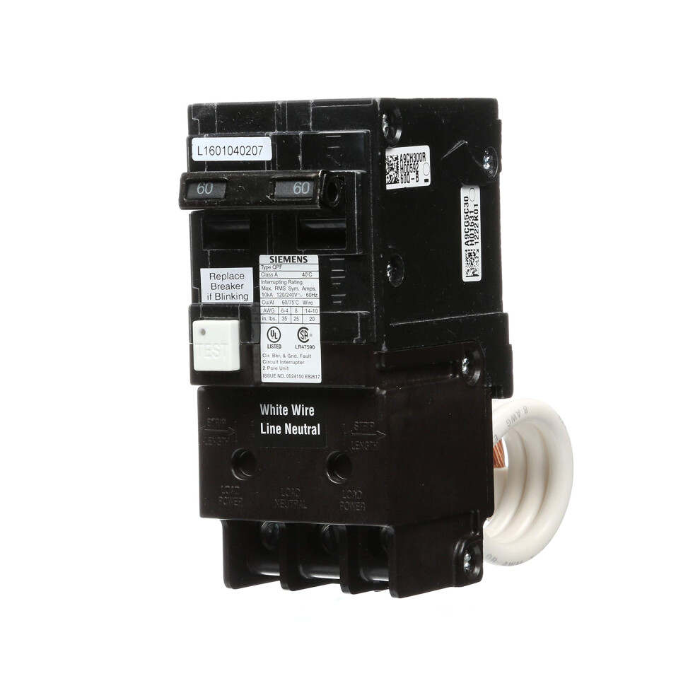 SIEMENS QF260A 60 Amp  2 Pole  120240V Ground Fault Circuit Interrupter with Self Test Feature