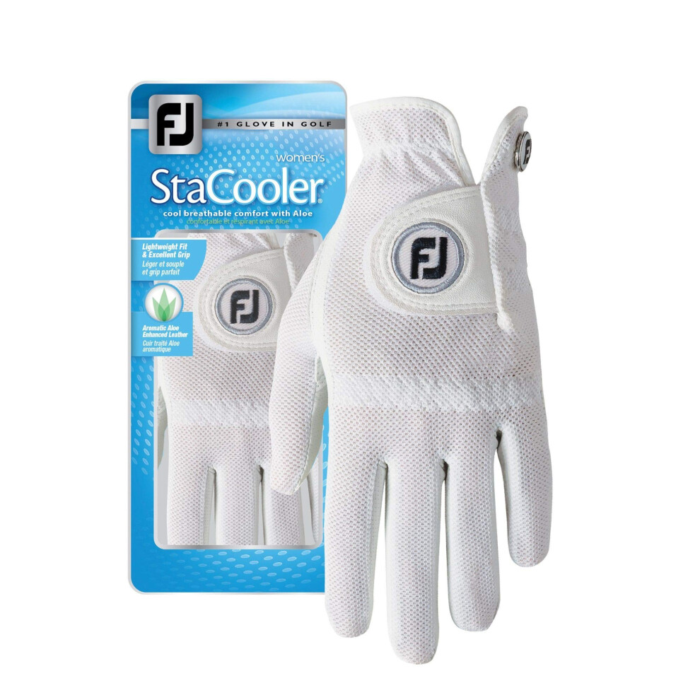 FootJoy Womens StaCooler Golf Glove  Pearl Large  Worn on Right Hand