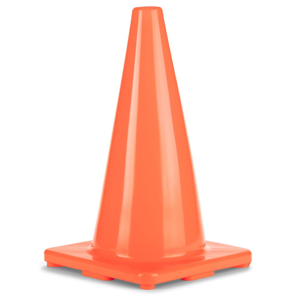 Champion Sports 18 High Visibility Flexible Vinyl Cone for Athletics and Social Distancing  Orange