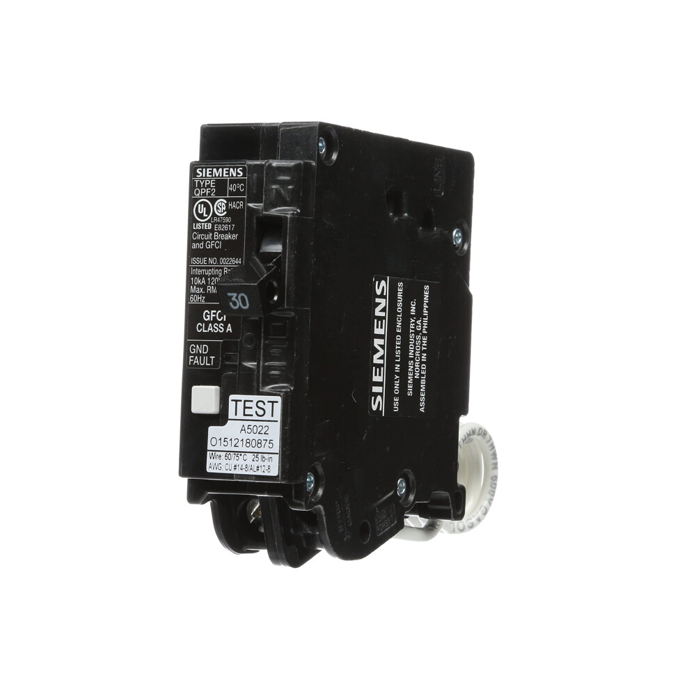 Siemens QF130A Ground Fault Circuit Interrupter  30 Amp  1 Pole  120V  10 000 AIC