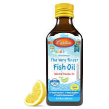 Carlson - Olio di Pesce per Bambini, 800 mg Omega-3, Olio di Pesce Norvegese, Sostenibile, Limone