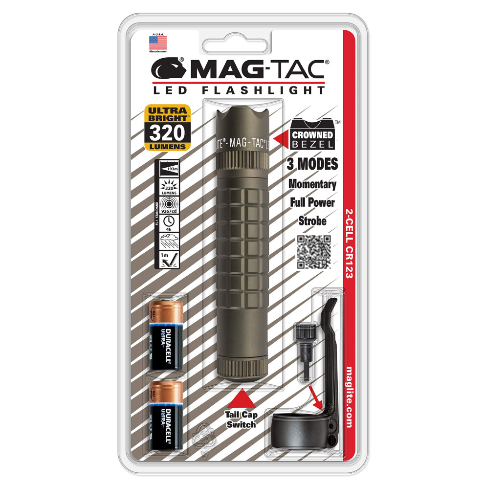 Maglite MagTac LED 2Cell CR123 Flashlight  CrownedBezel  Foliage Green  SG2LRB6