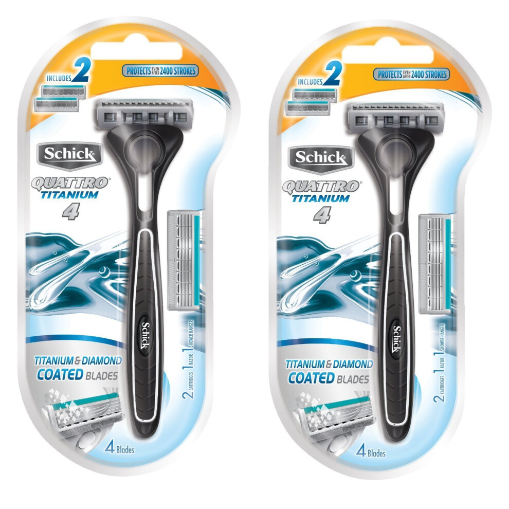Schick Quattro Razor Cartridges Titanium Coated Blades 1 Razor 2 Cartridges Pack Of 2