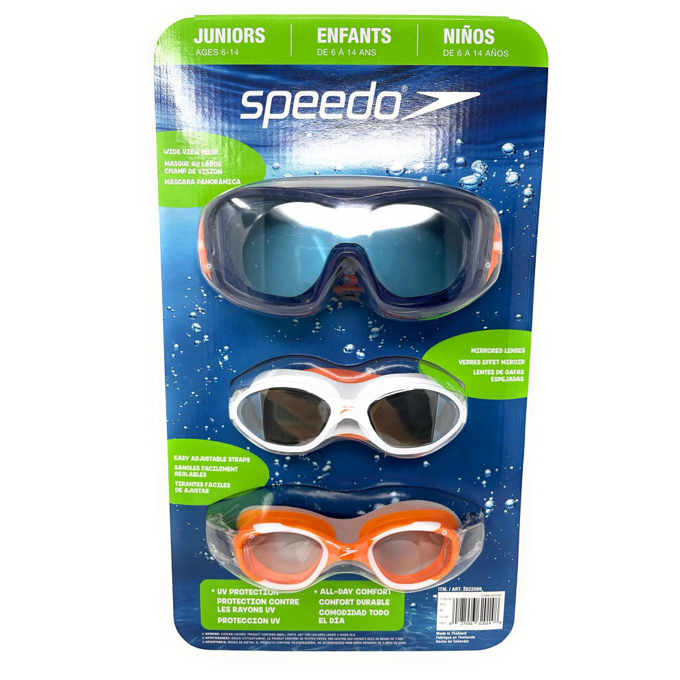 Speedo Junior Swim Goggles 3Pack MultiColor Shape Variety Pack