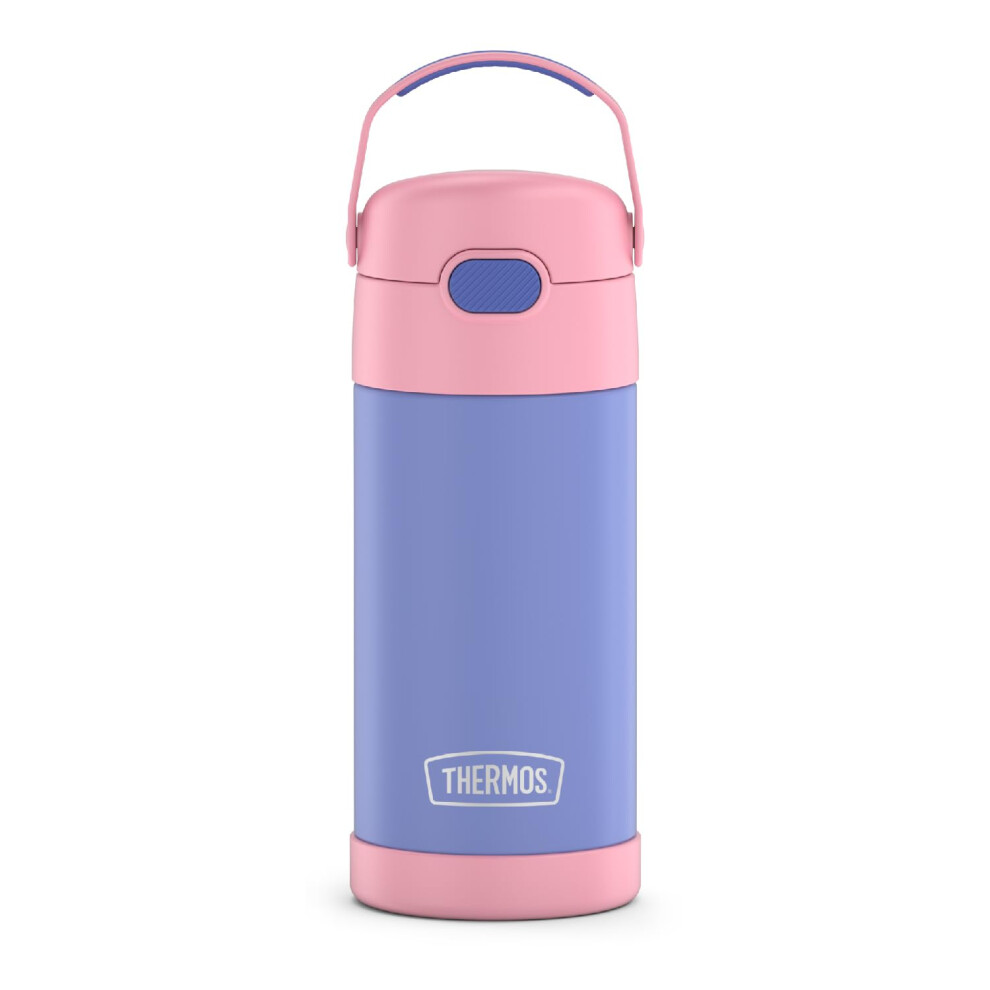 THERMOS FUNTAINER Water Bottle with Straw  12 Ounce  PurplePink  Kids Stainless Steel Vacuum Insulated Water Bottle with Lid