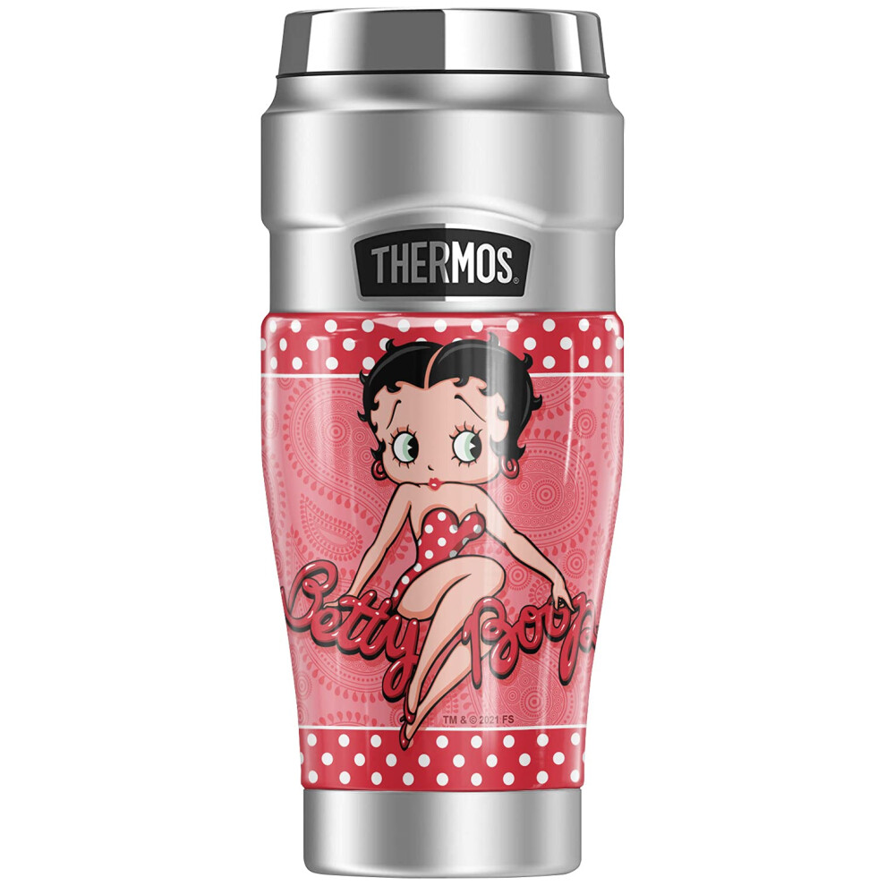 THERMOS Betty Boop Paisley Dots STAINLESS KING Stainless Steel Travel Tumbler Vacuum Insulated Double Wall 16oz