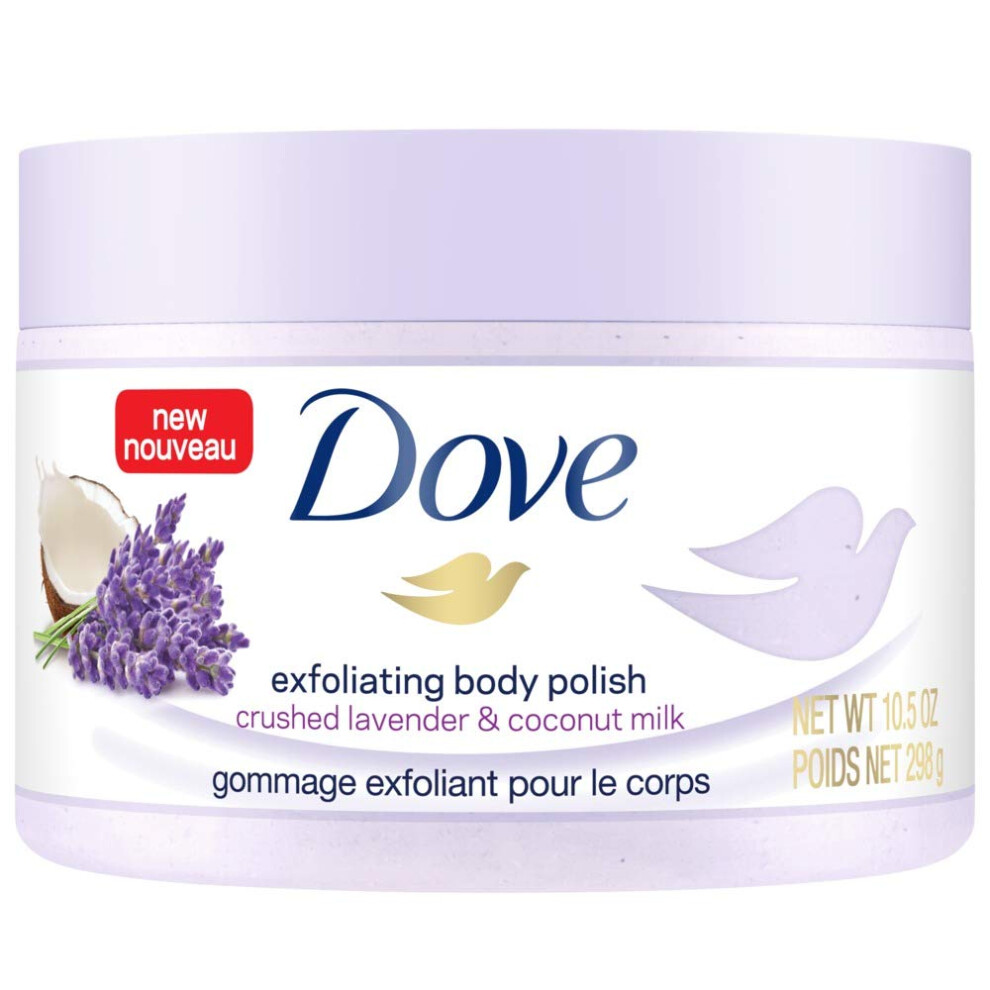 Dove Exfoliating Body Polish Body Scrub Crushed Lavender  Coconut Milk 105 oz