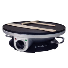 Crêpière Électrique 13 Pouces - Crêpière & Plaque à Pancakes Antidérapante (Argent-A)