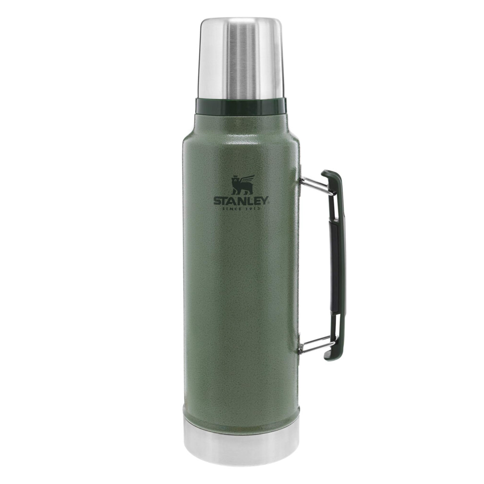 Stanley Classic Vacuum Insulated Wide Mouth Bottle  Hammertone Green  BPAFree 188 Stainless Steel Thermos for Cold  Hot Bev