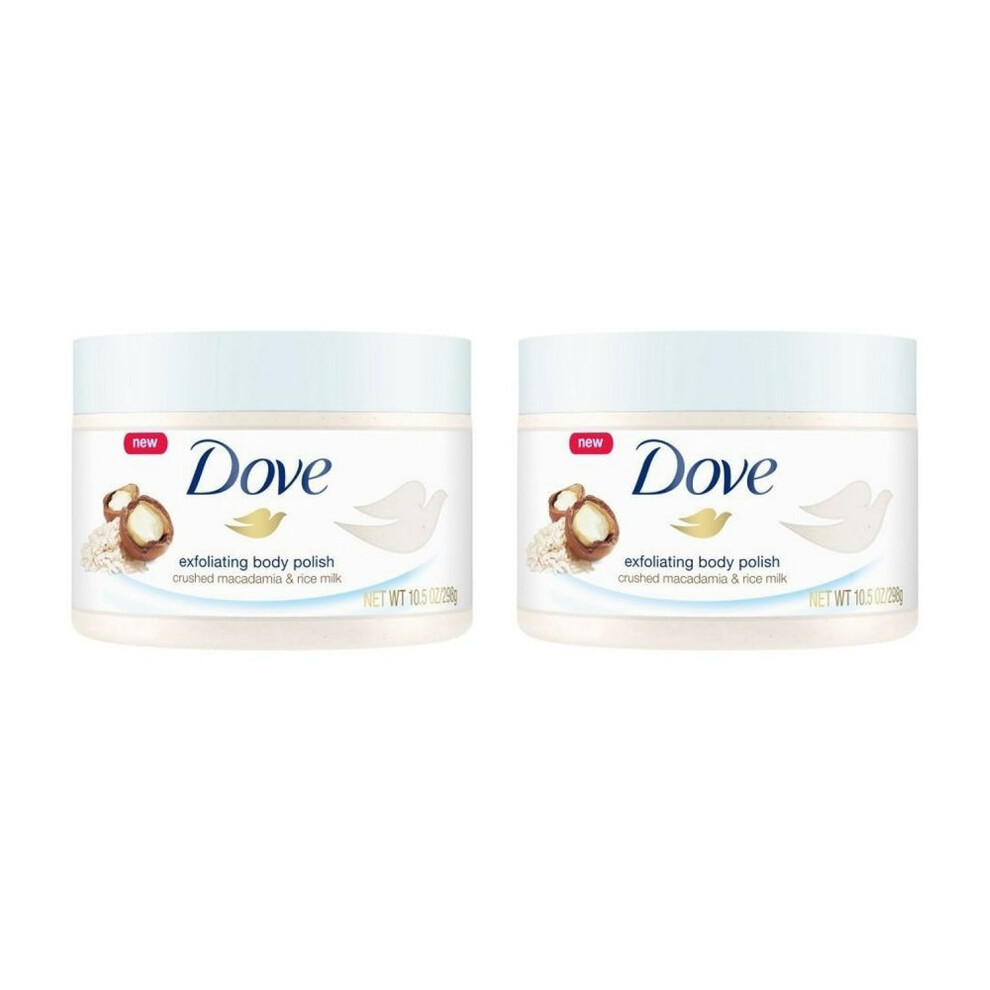 Dove Exfoliating Body Polish Body Scrub Macadamia  Rice Milk 105 oz 2 pack