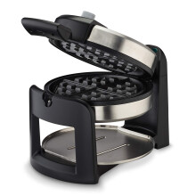 Cuisinart Rund-Flip Belgischer Waffeleisen, Schwarz/Silber, 1 Zoll dick, WAF-F30NAS