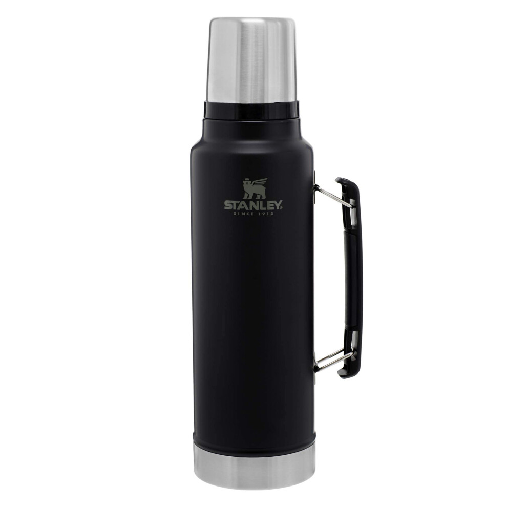 Stanley Classic Vacuum Insulated Wide Mouth Bottle  Matte Black  BPAFree 188 Stainless Steel Thermos for Cold  Hot Beverage