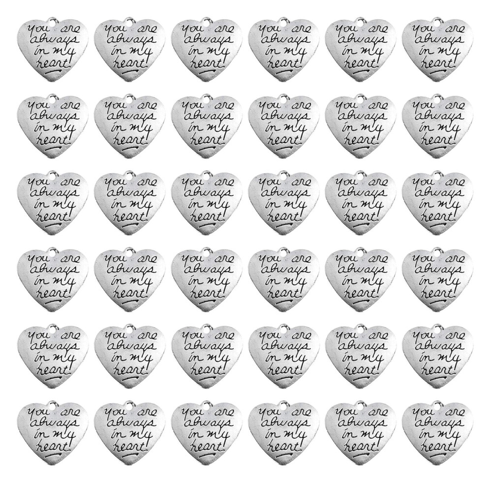 Auear 40 Pack Alloy Jesteś Zawsze W Moim Sercu Charms Wisiorek Do RęKodziełA Bransoletka Naszyjnik PółProdukty Do Wyrobu BiżUterii Srebro-image