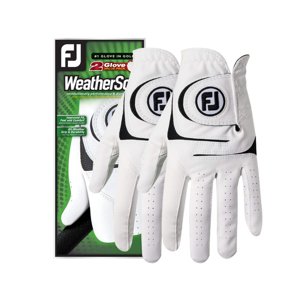 FootJoy Mens WeatherSof Golf Glove White Large Worn On Right Hand 2 Count Pack Of 1