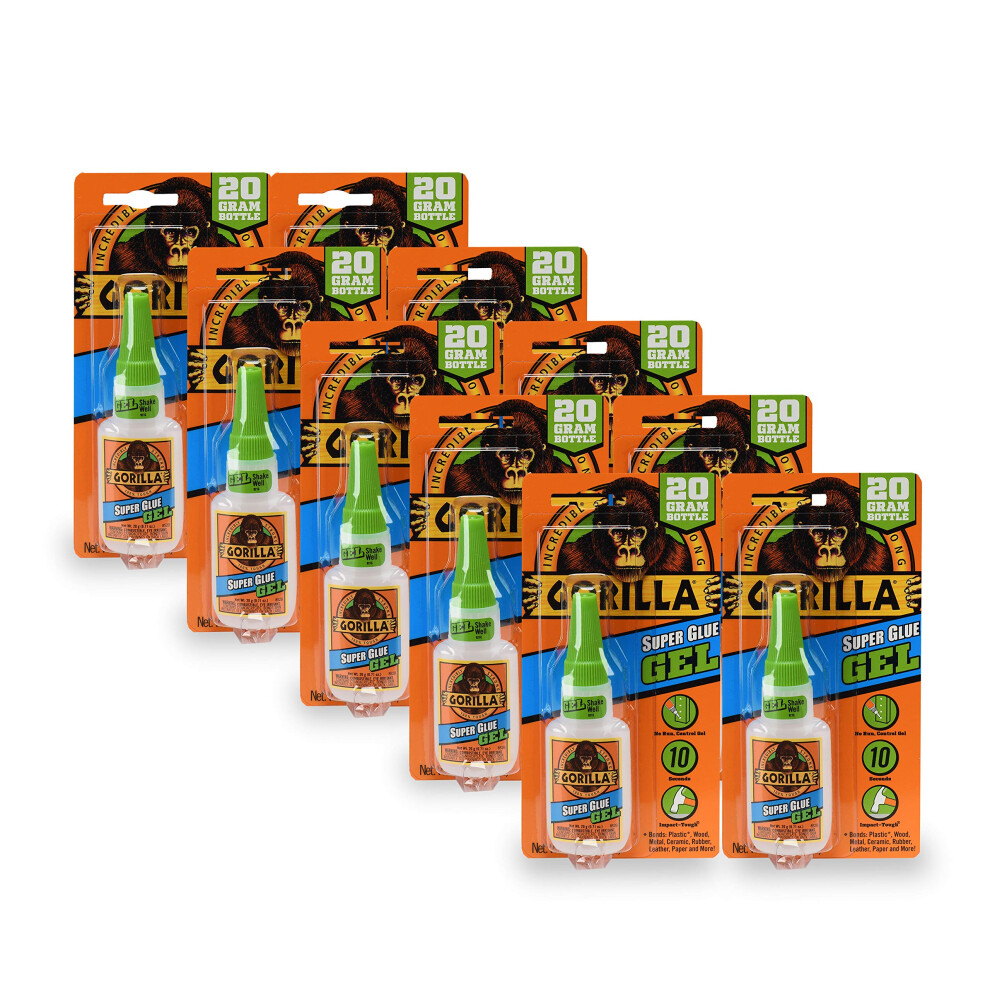 Gorilla Super Glue Gel  20 Gram  Clear  Pack of 10